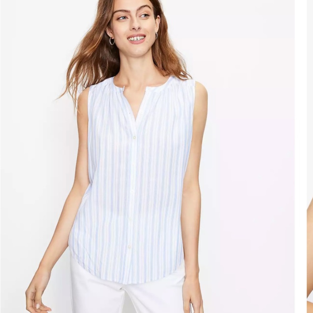 *NWT LOFT Petite Striped Sleeveless Shirt